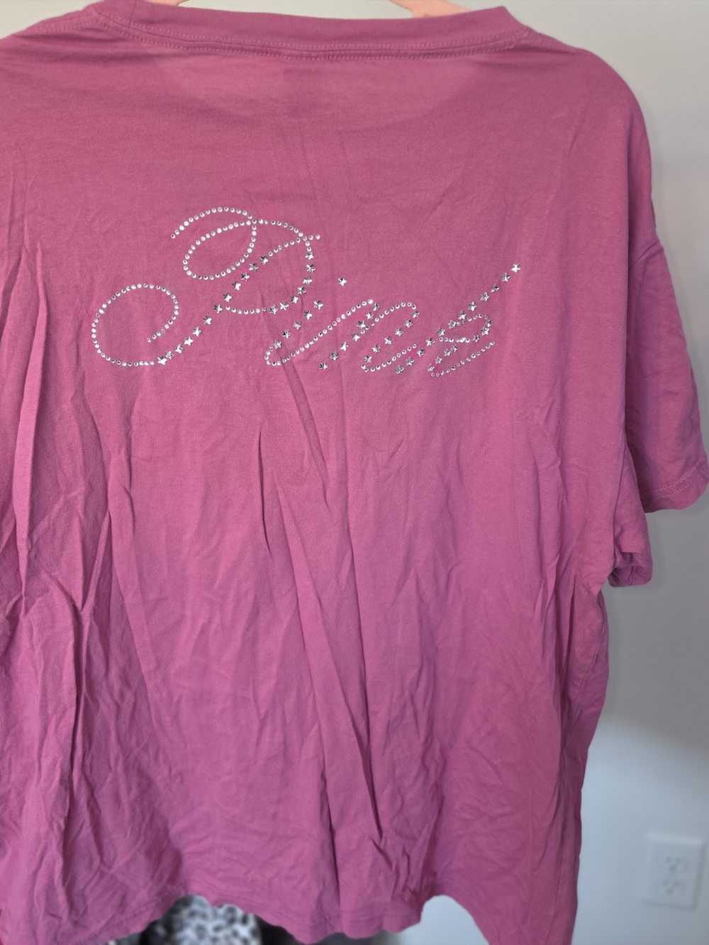 PINK Victoria's Secret Hot Pink Rhinestone 'PINK' Back Tee